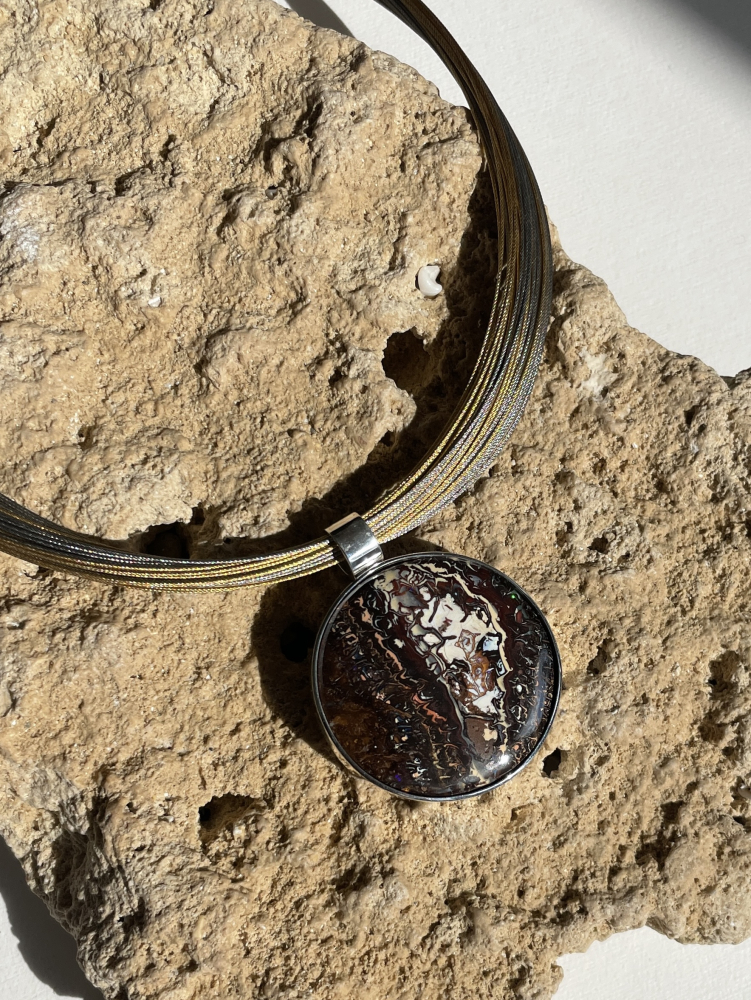 Koroit-Opal Anhänger ca.38 mm in 925 Silber